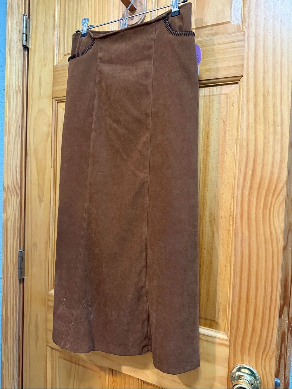 VTG. Copper Key girls Brown Suede A-Line Maxi Skirt size 12